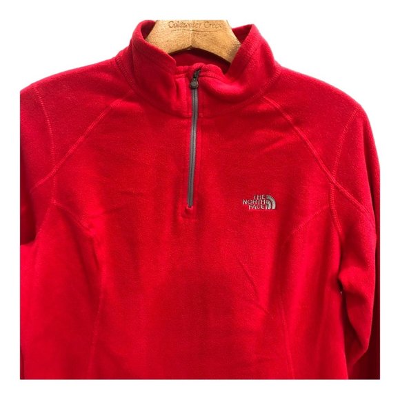 The North Face Women's Hot Pink 1/4 Zip Fleece Polartec Pullover Sweater Medium - Picture 2 of 8